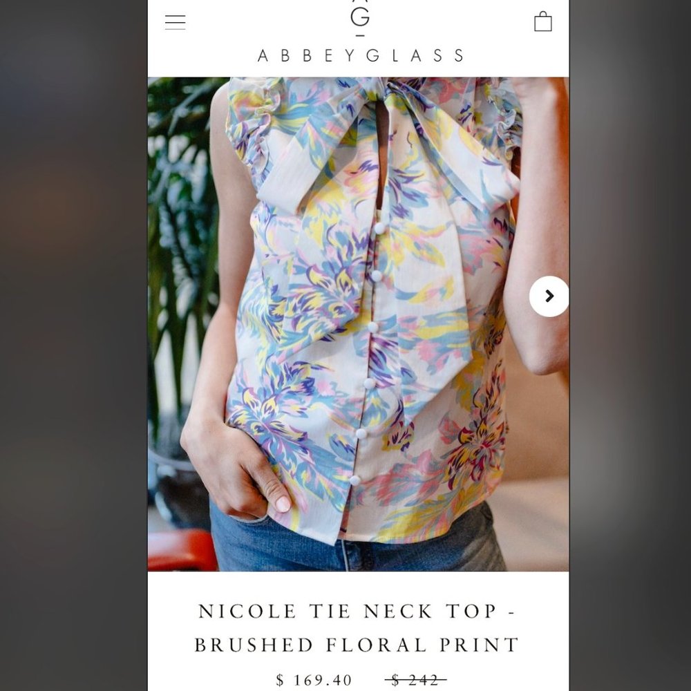 Abbey Glass Nicole Tie Neck Top Size XS